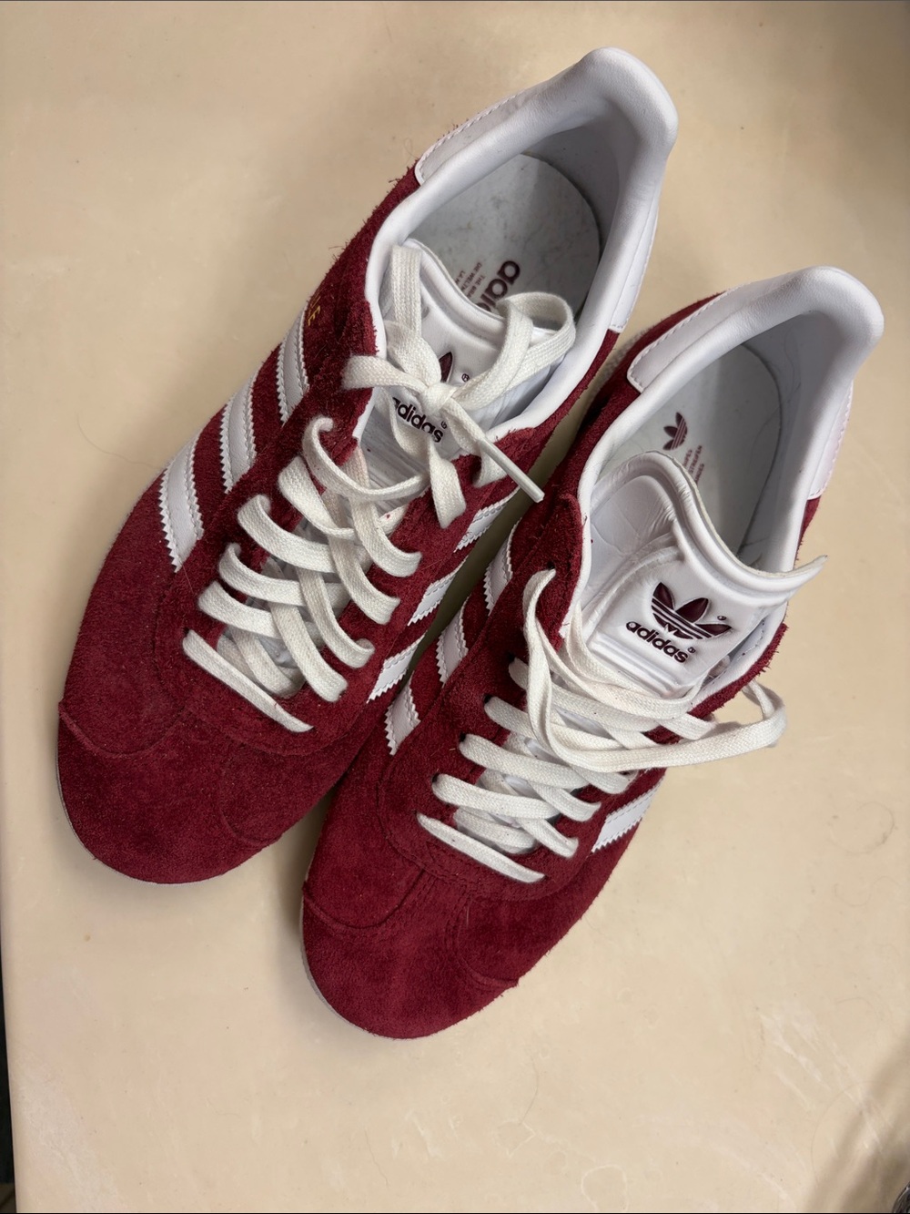 adidas Originals Maroon Suede Gazelle Sneakers - White Stripes
